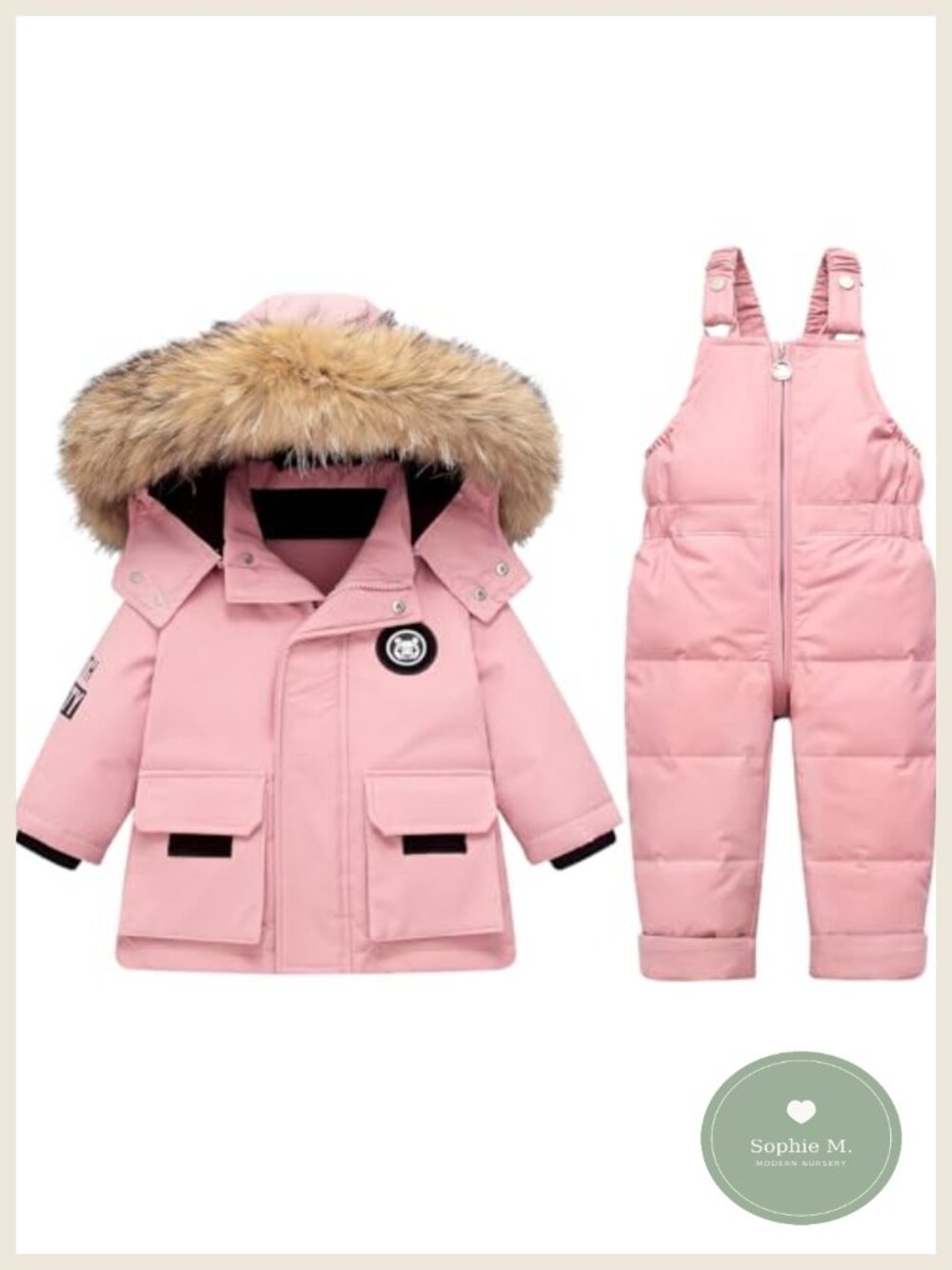 Toddler Snowsuit 2-Piece Winter Coat & Snow Pants Set with Removable Hood